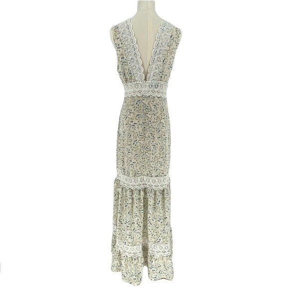 Prairie Maxi Dress Floral Lace Romantic Cottagecore Coastal Cowgirl Boho Size M - Picture 4 of 13